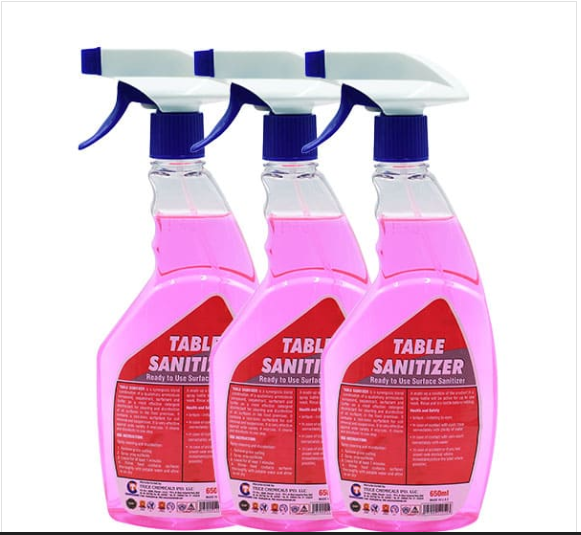 Thrill High Efficiency Table Sanitizer & Multi-Surface Cleaner 650ML โ Pack of 3 | Disinfects, Deodorizes & Cleans, Safe on All Surfaces