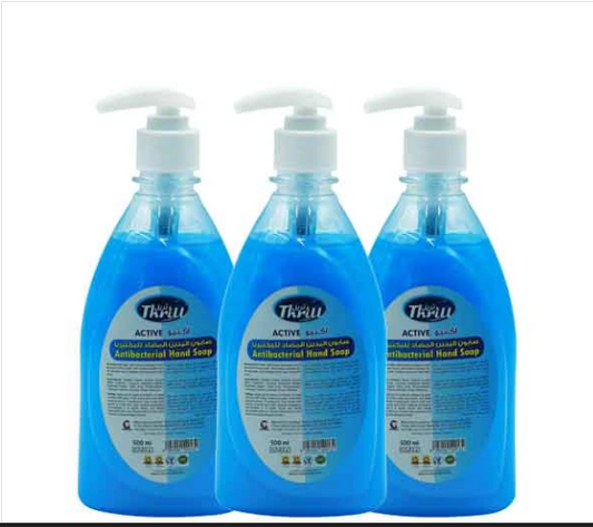 Thrill 3-Piece Active Antibacterial Hand Soap – 500ml Each | Kills 99.9% of Germs | Moisturizing & Deep Cleansing Formula