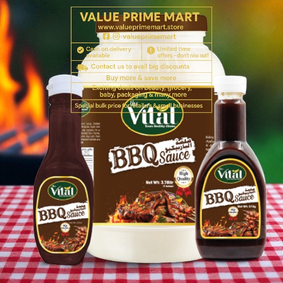 Vital BBQ Sauce – Rich & Smoky Barbecue Sauce | Available in 237g, 510ml & 3.78L Gallon Packs
