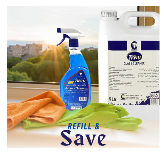 Thrill High-Grade Streak-Free Glass Cleaner 5L – Powerful Formula for Crystal Clear Shine | Fast-Drying, Smudge-Free Finish | Ideal for Windows, Mirrors & Automotive Glass