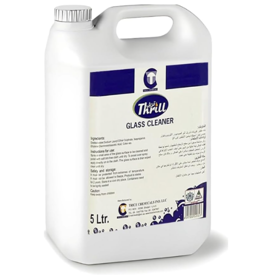 Thrill High-Grade Streak-Free Glass Cleaner 5L – Powerful Formula for Crystal Clear Shine | Fast-Drying, Smudge-Free Finish | Ideal for Windows, Mirrors & Automotive Glass